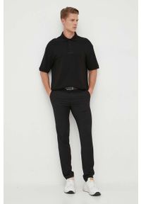 Armani Exchange polo bawełniane kolor czarny z nadrukiem. Typ kołnierza: polo. Kolor: czarny. Materiał: bawełna. Długość: krótkie. Wzór: nadruk #3