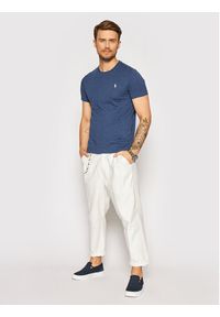 Polo Ralph Lauren T-Shirt 710680785007 Granatowy Custom Slim Fit. Typ kołnierza: polo. Kolor: niebieski. Materiał: bawełna #5