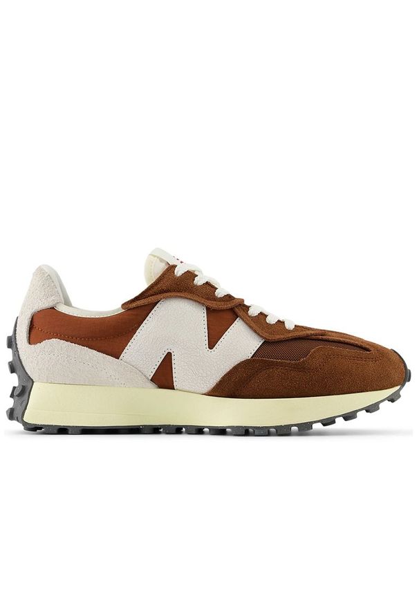 Buty New Balance U327WRL - brązowe. Okazja: na co dzień. Zapięcie: sznurówki. Kolor: brązowy. Materiał: guma, zamsz, skóra. Szerokość cholewki: normalna