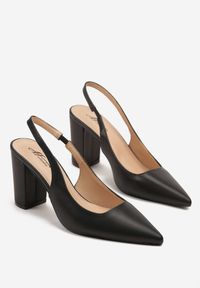 Renee - Czarne Sandały na Słupku Slingback Halatia. Okazja: na co dzień. Kolor: czarny. Materiał: jeans. Obcas: na słupku. Styl: klasyczny, elegancki, casual #6