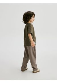 Reserved - Dresowe spodnie z przeszyciami - brązowy. Kolor: brązowy. Materiał: dresówka #1
