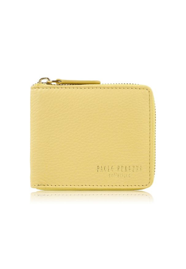 PAOLO PERUZZI - Portfel damski skórzany mały żółty w orientacji poziomej z RFID Paolo Peruzzi KV-04-YL. Kolor: żółty. Materiał: skóra