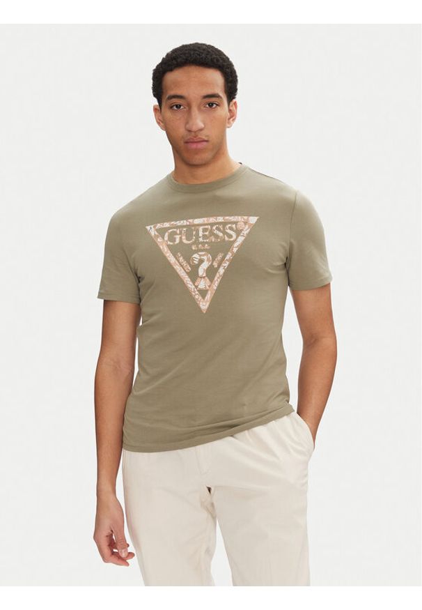 Guess T-Shirt M5GI06 I3Z14 Zielony Regular Fit. Kolor: zielony. Materiał: bawełna