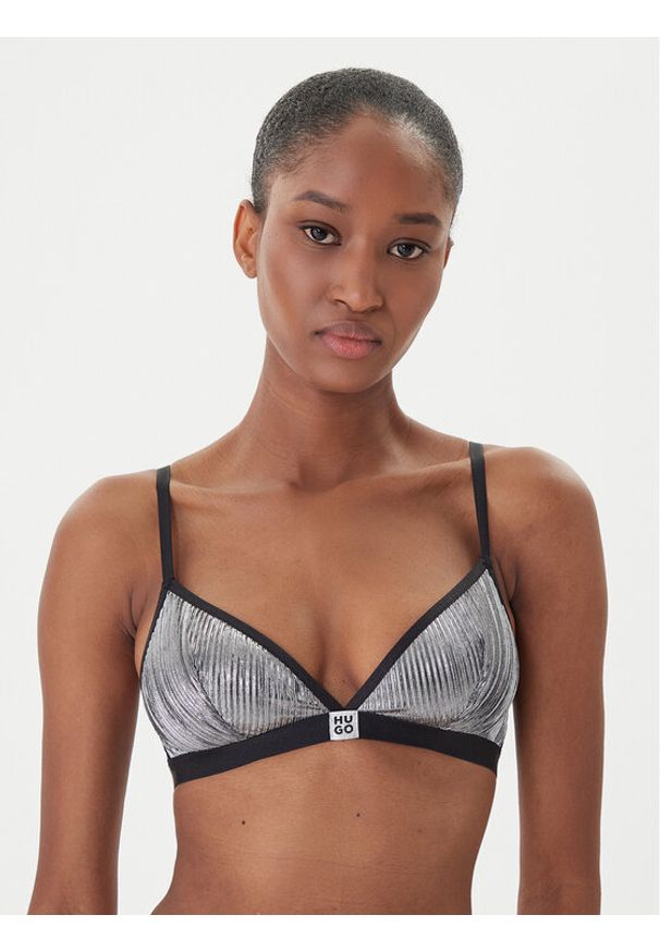 Hugo - HUGO Biustonosz braletka Plisse 50549909 Srebrny. Kolor: srebrny. Materiał: syntetyk