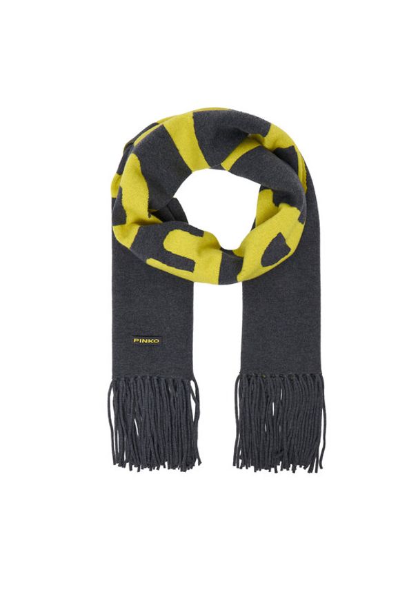 Pinko - PINKO Szalik Ojos Azules Sciarpa AI 24-25 BLK01 104313 A26I Szary. Kolor: szary. Materiał: materiał