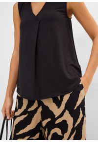 bonprix - Top z miękkiej mieszanki wiskozy. Typ kołnierza: dekolt w serek. Kolor: czarny. Materiał: wiskoza. Styl: elegancki #2