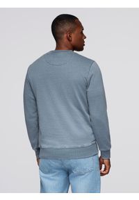 Ombre Clothing - Washowana bluza męska z ozdobnym przeszyciem przy dekolcie - jasnoniebieska V3 - Rozmiar: L. Kolor: niebieski. Materiał: jeans, materiał, poliester, bawełna. Wzór: haft #5