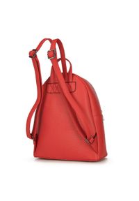 Wittchen - Damski plecak z kieszenią z przodu. Kolor: czerwony. Materiał: skóra ekologiczna. Wzór: paski, aplikacja. Styl: elegancki #5
