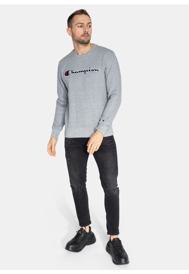 Bluza męska Champion Organic Cotton Blend Script Logo (216471-EM525). Kolor: szary. Materiał: materiał. Styl: sportowy, elegancki