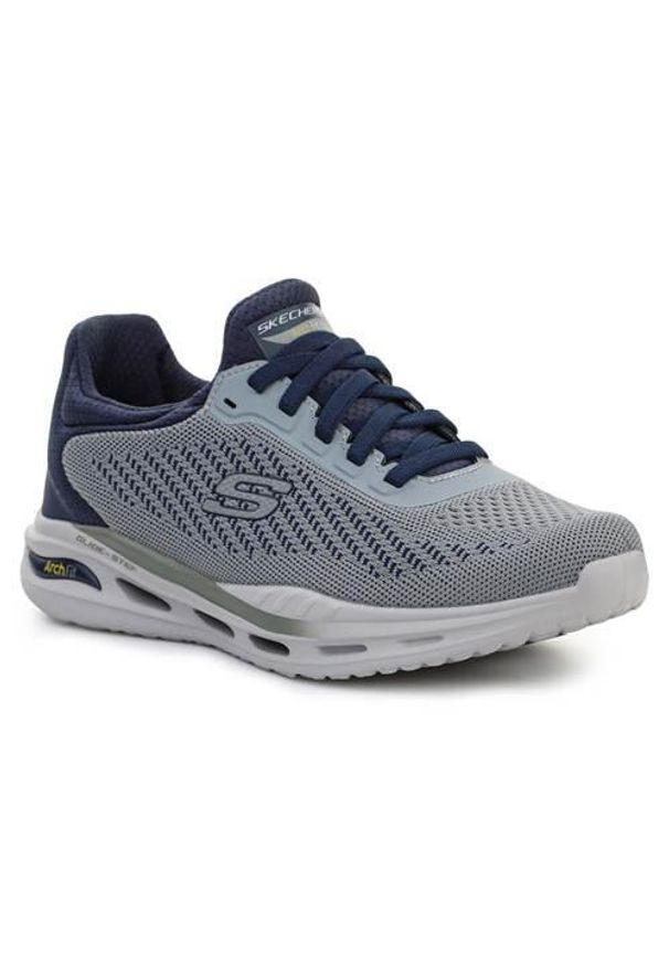 skechers - Buty treningowe męskie Skechers Arch Fit Orvan Trayver. Zapięcie: sznurówki. Kolor: biały, wielokolorowy, niebieski. Materiał: materiał, syntetyk, tkanina. Szerokość cholewki: normalna