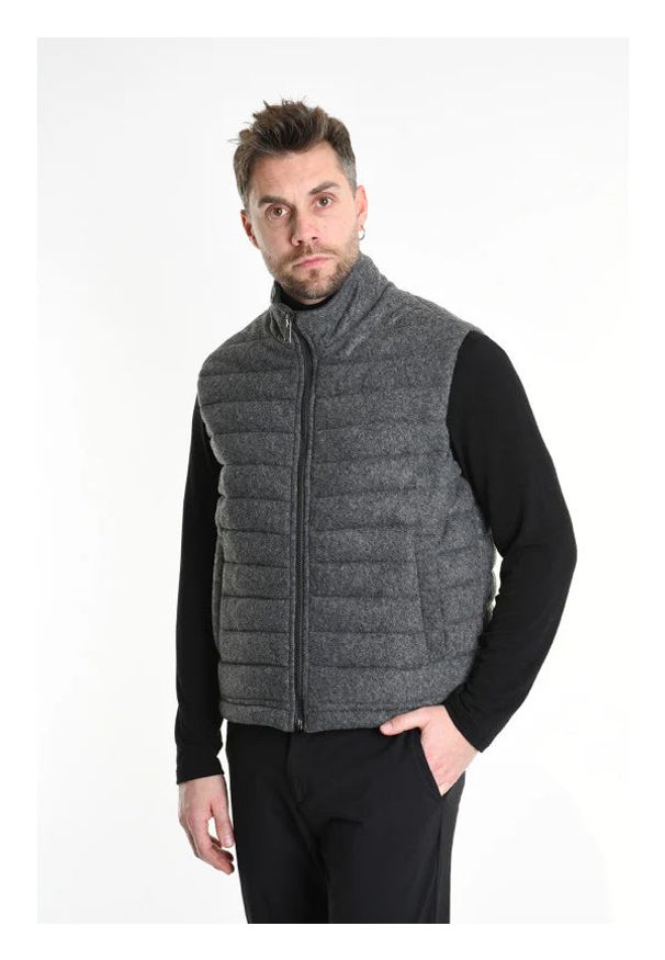 Xagon Bezrękawnik "Down Vest" | A2505 2PMEC02 | Mężczyzna | Szary Melanż. Okazja: na co dzień. Kolor: szary. Materiał: wełna, poliester. Długość rękawa: bez rękawów. Wzór: melanż. Styl: elegancki, casual