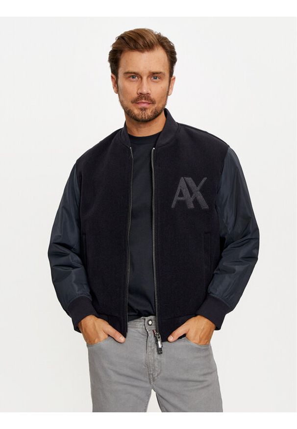 Armani Exchange Kurtka bomber 6DZB32 ZN5PZ 1510 Granatowy Regular Fit. Kolor: niebieski. Materiał: syntetyk