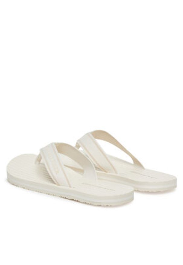 TOMMY HILFIGER - Tommy Hilfiger Japonki Th Stripes Beach Sandal FW0FW08528 Biały. Kolor: biały. Materiał: materiał