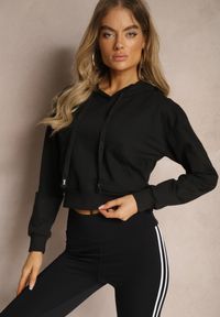 Renee - Czarna Bluza z Kapturem i Bawełną Ozdobiona Ściągaczami Evianae. Okazja: na co dzień, na spacer. Typ kołnierza: kaptur. Kolor: czarny. Materiał: bawełna. Długość rękawa: długi rękaw. Długość: długie. Wzór: aplikacja. Styl: casual