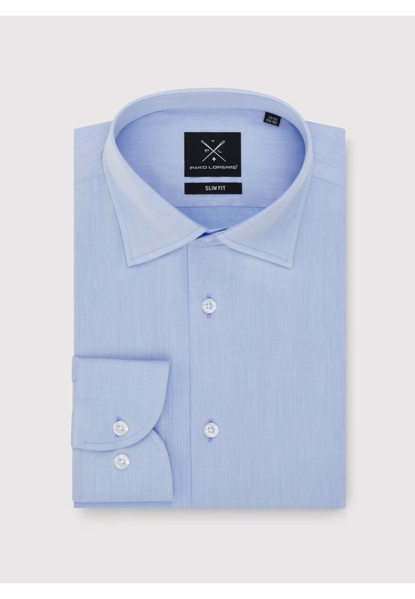 Pako Lorente - PAKO LORENTE – Bawełniana koszula męska w kolorze niebieskiem. Materiał: bawełna. Długość rękawa: długi rękaw. Długość: długie. Wzór: gładki. Sezon: wiosna