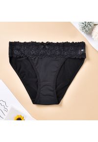 Intica - Figi koronkowe z elastycznego materiału Santoshi. Kolor: czarny. Materiał: materiał, koronka. Wzór: koronka