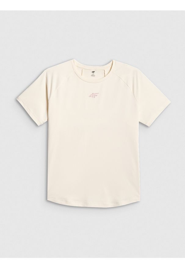 4f - 4F Koszulka treningowa regular szybkoschnąca damska - biała S. Kolor: biały. Materiał: materiał, włókno. Sport: fitness