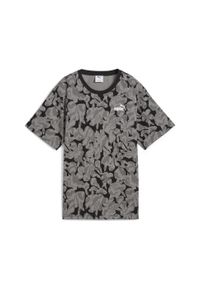 Puma - Damska koszulka ESS NATURE 2.0 Relaxed AOP PUMA Black. Kolor: czarny. Materiał: guma. Wzór: nadruk