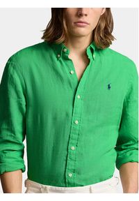 Polo Ralph Lauren Koszula 710829443026 Zielony Slim Fit. Typ kołnierza: polo. Kolor: zielony. Materiał: len