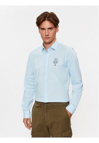 Aeronautica Militare Koszula 232CA1236CT3212 Niebieski Slim Fit. Kolor: niebieski. Materiał: bawełna