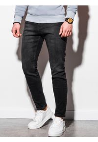 Ombre Clothing - Spodnie męskie jeansowe P942 - czarne - L. Kolor: czarny. Materiał: jeans. Styl: klasyczny