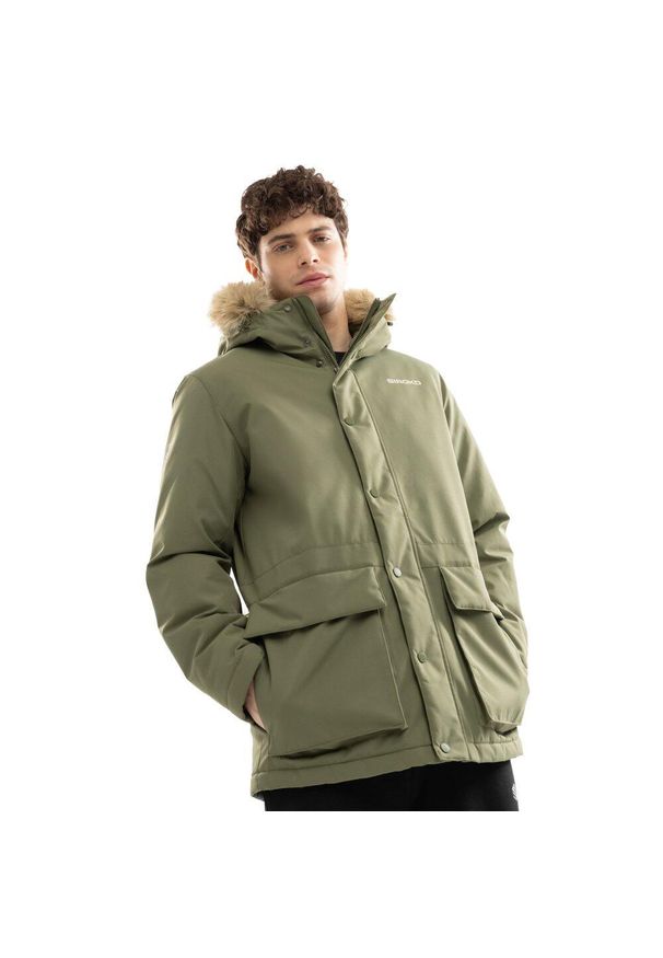 SIROKO - Męska ocieplana parka Lifestyle Siroko Ivalo. Kolor: zielony. Materiał: futro. Sezon: zima
