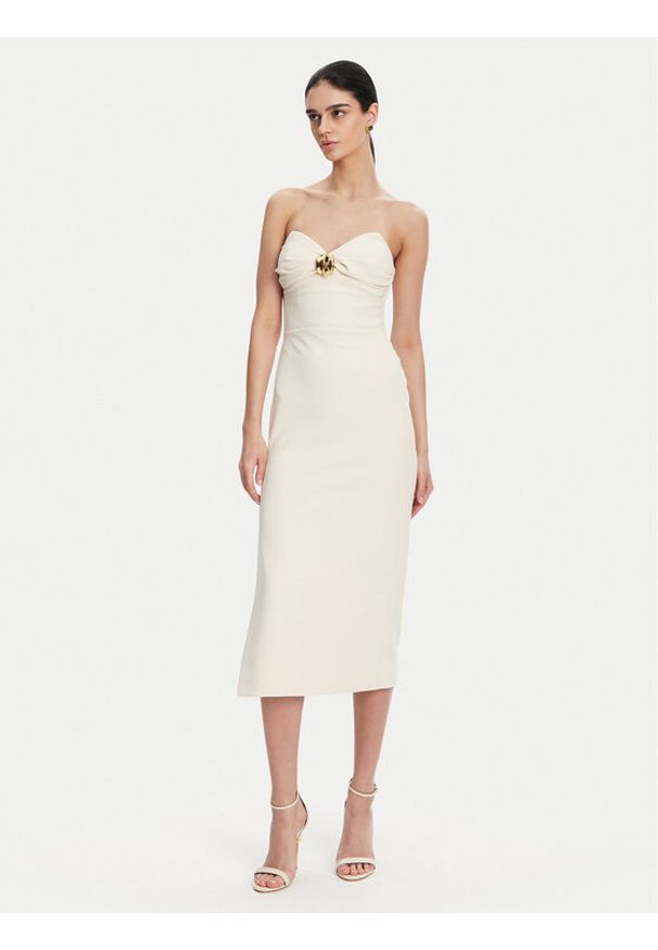 Elisabetta Franchi Sukienka koktajlowa AB-769-51E2 Écru Regular Fit. Materiał: syntetyk. Styl: wizytowy