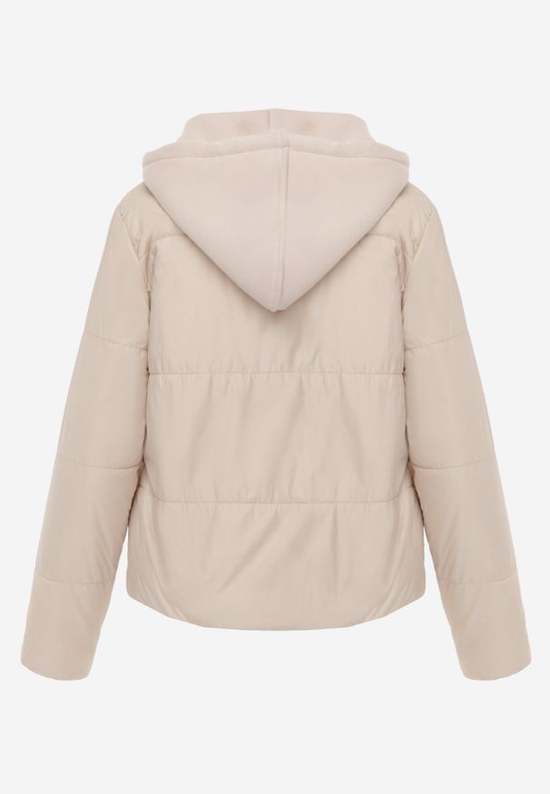 Born2be - Ciemnobeżowa Kurtka Pikowana z Materiałowym Kapturem Odpinanym Jasilea. Okazja: na co dzień. Kolor: beżowy. Materiał: materiał. Styl: casual
