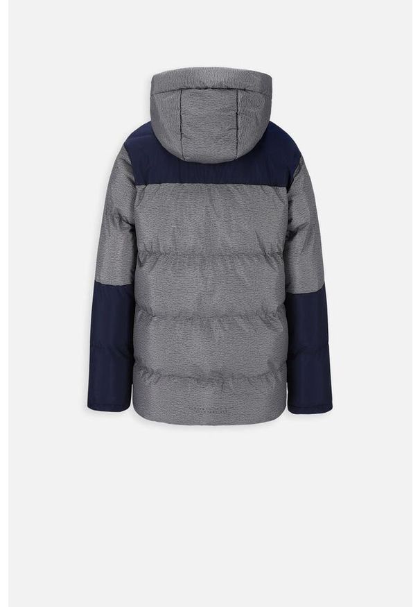 Kurtka turystyczna chłopięca ciepła Lemon Explore ZL3 szara. Typ kołnierza: kaptur. Kolor: szary. Materiał: poliester. Sezon: zima. Sport: turystyka piesza