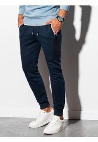 Ombre Clothing - Spodnie męskie dresowe joggery - granatowe P903 - XL. Kolor: niebieski. Materiał: dresówka #5