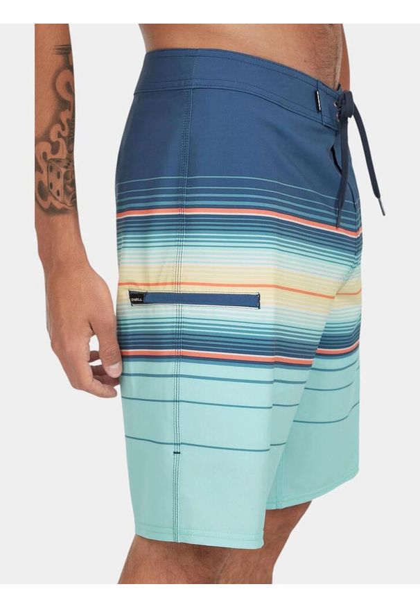 Boardshorty męskie O'Neill Hyperfreak Heat Stripe 21". Okazja: na plażę. Kolor: niebieski. Styl: sportowy