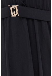 Liu Jo sukienka kolor czarny mini rozkloszowana. Kolor: czarny. Materiał: dzianina. Długość rękawa: krótki rękaw. Typ sukienki: rozkloszowane. Długość: mini