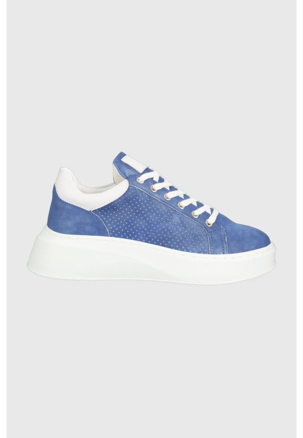 Answear Lab sneakersy. Nosek buta: okrągły. Zapięcie: sznurówki. Kolor: niebieski. Materiał: guma. Obcas: na platformie
