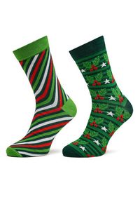 Rainbow Socks Zestaw 2 par wysokich skarpet męskich Xmas Socks Balls Adults Gifts Pak 2 Zielony. Kolor: zielony. Materiał: materiał #5