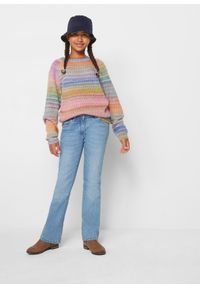 bonprix - Sweter z dzianiny o splocie grubych oczek. Kolor: różowy. Materiał: dzianina. Wzór: ze splotem #2