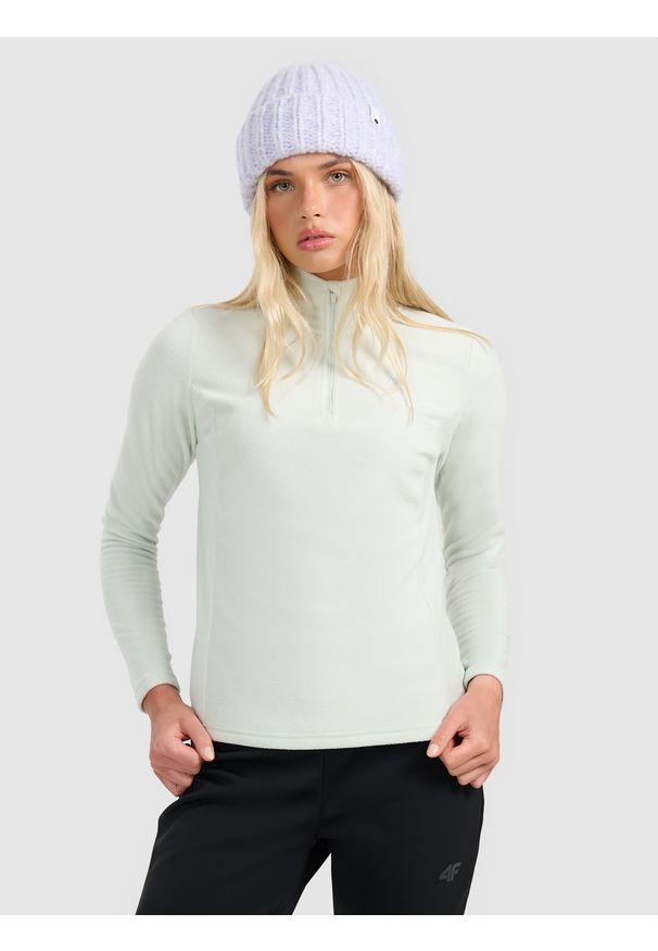 4f - 4F Bielizna termiczna polarowa (góra) damska - miętowa XS. Typ kołnierza: kołnierzyk stójkowy. Kolor: turkusowy. Materiał: polar. Sezon: zima. Sport: turystyka piesza