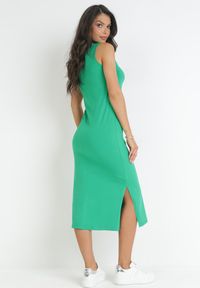 Born2be - Zielona Sukienka Nidil. Kolor: zielony. Materiał: dzianina, jeans, bawełna. Długość rękawa: bez rękawów. Styl: elegancki. Długość: midi