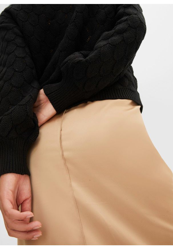 bonprix - Sweter ażurowy. Kolor: czarny. Wzór: ażurowy