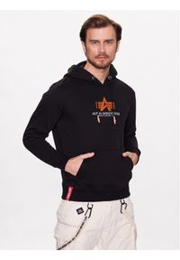 Alpha Industries Bluza Basic 178312RB Czarny Regular Fit. Kolor: czarny. Materiał: bawełna