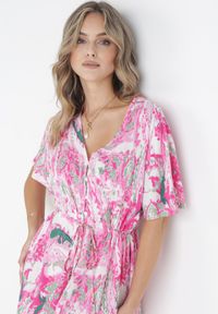 Born2be - Różowa Sukienka Midi ze Ściągaczem Veneranda. Kolor: różowy. Długość: midi #4