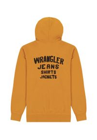 Wrangler - WRANGLER LOGO HOODIE MĘSKA BLUZA Z KAPTUREM NIEROZPINANA KAPTUR GOLDEN W656I4H43. Typ kołnierza: kaptur