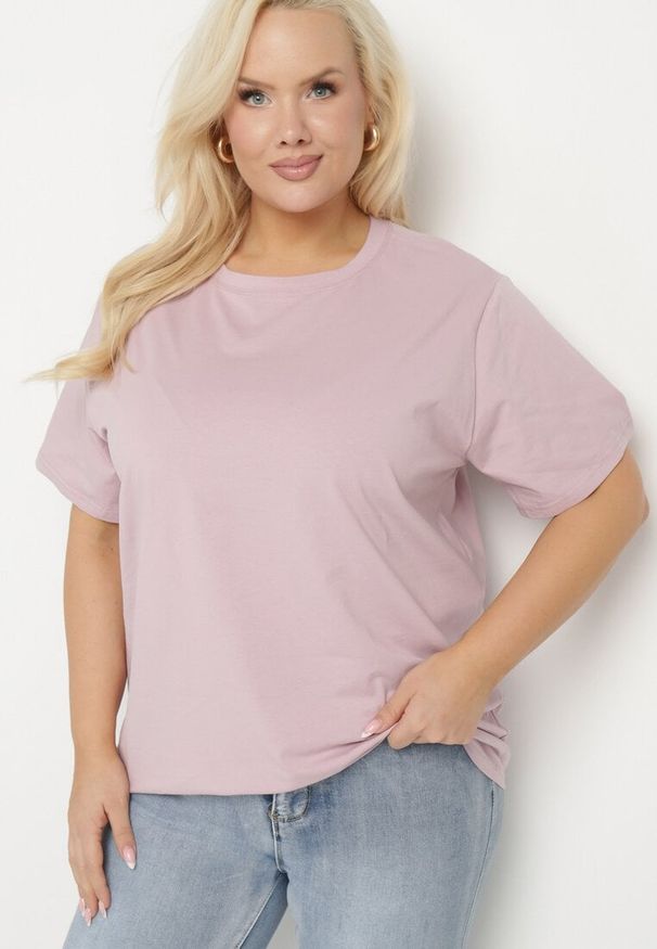 Born2be - Różowy Bawełniany Klasyczny T-shirt Oltebia. Okazja: na co dzień. Kolor: różowy. Materiał: bawełna. Styl: klasyczny