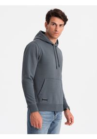 Ombre Clothing - Bluza męska dresowa kangurka z kapturem BASIC – grafitowa V11 - Rozmiar: XXL. Okazja: na co dzień. Typ kołnierza: kaptur. Kolor: szary. Materiał: dresówka. Wzór: jednolity. Styl: sportowy, casual