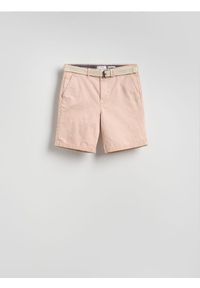 Reserved - Szorty slim fit - różowy. Kolor: różowy. Materiał: bawełna, tkanina