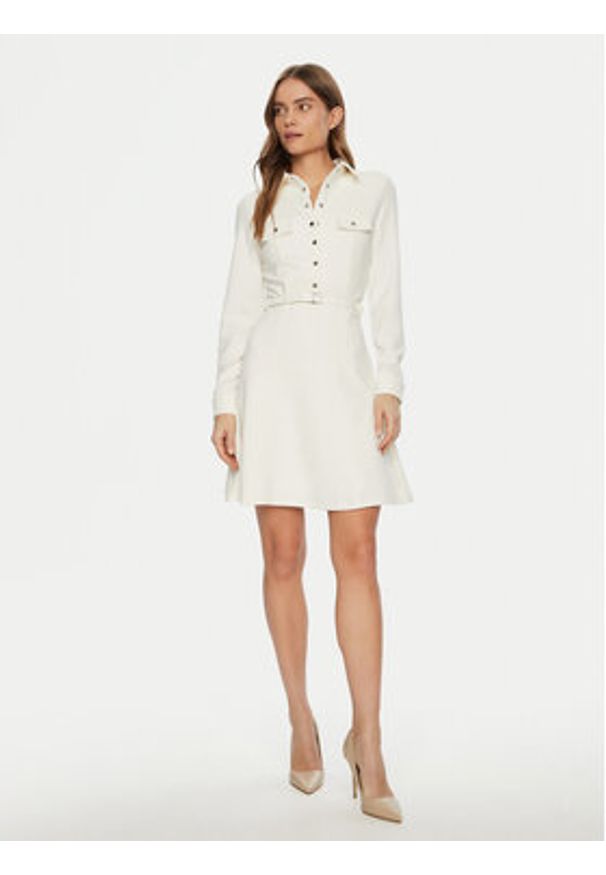 Guess Sukienka codzienna W5RK93 KCBO2 Écru Regular Fit. Okazja: na co dzień. Materiał: syntetyk. Typ sukienki: proste. Styl: casual