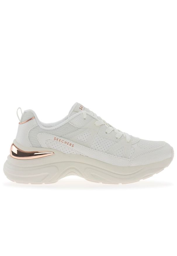 skechers - Buty Skechers Hazel Faye 177576WHT - białe. Zapięcie: sznurówki. Kolor: biały. Materiał: guma, syntetyk, skóra. Szerokość cholewki: normalna. Model: Skechers Sport