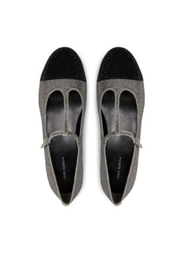 Tory Burch Baleriny Cap-Toe T-Strap Pave Heeled 159830 Srebrny. Kolor: srebrny