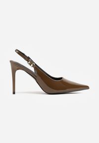 Renee - Zielone Sandały Slingback na Szpilce z Lakierowanym Połyskiem i Aplikacją Phisvienne. Kolor: zielony. Materiał: lakier. Wzór: aplikacja. Obcas: na szpilce. Styl: elegancki #6
