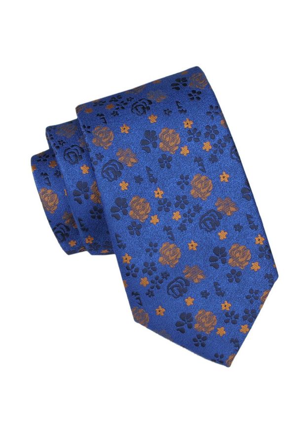 Krawat Męski - Alties - Wzór w Kwiaty, Kolor Niebieski. Kolor: niebieski. Materiał: tkanina. Wzór: kwiaty. Styl: elegancki, wizytowy