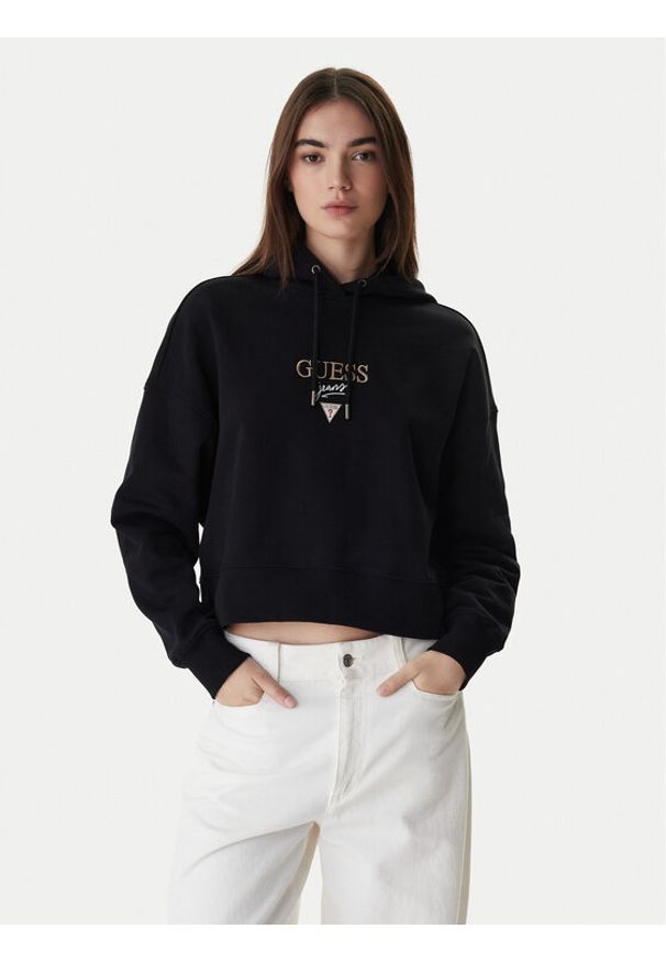 Guess Jeans Bluza W6RQ00 K68I4 Czarny Relaxed Fit. Kolor: czarny. Materiał: bawełna